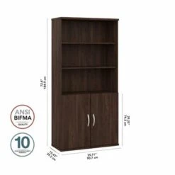 Hybrid Tall 5 Shelf Bookcase With Doors By Bush Business Furniture - Storm Gray -Office Storage Sales 7720a4bf 9ab1 446a b421 519c6b4abb95
