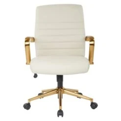 Ave Six Baldwin Mid-Back Faux Leather Chair With Gold Finish Arms And Base - CREAM -Office Storage Sales 77335cdb a9fe 43b9 a9d4 5692a3121437
