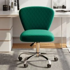 Corvus Velvet Armless Adjustable Swivel Home Office Chair - Blue -Office Storage Sales 7806e1d0 e7ac 4156 a1c6 372ec1d6e6e2