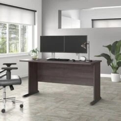 Studio A 60W Computer Desk By Bush Business Furniture - White -Office Storage Sales 786fa69e 0d69 4635 a7e2 ff859d759d3a