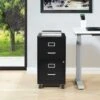Metal File Cabinet - Black W/Casters