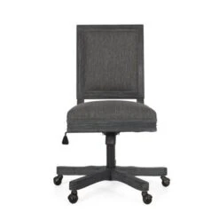 Sandine Upholstered Swivel Office Chair By Christopher Knight Home - Charcoal + Grey Weathered