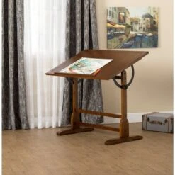 Studio Designs 42-inch Solid Wood Drafting Table - Coastal Whitewash -Office Storage Sales 799d6e90 83b5 4657 be17 828934b837e1