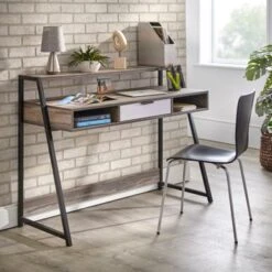 Simple Living Sahana Modern Industrial Writing Desk - Powder Coated/Reclaimed - Black
