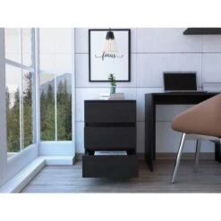 FM Furniture Vienna Three Drawers Filing Cabinet Roller Blade Glide - Black -Office Storage Sales 7d695496 12a9 41ec 8c4e 980bd455a109