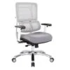 Breathable White Vertical Mesh Managers Chair With Fabric Seat In Steel - Steel