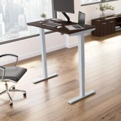 Move 40 Series 48W X 24D Adjustable Desk By Bush Business Furniture - Black Walnut/Cool Gray Metallic