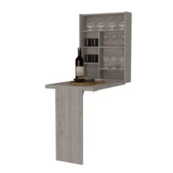 FM Furniture Dalton Foldable Floating Desk With 7 Shelf Divisions - Light Gray -Office Storage Sales 83078886 5102 4fe9 b05f df96dde212ca