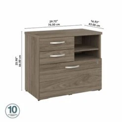 Hybrid Office Storage Cabinet With Drawers By Bush Business Furniture - Modern Hickory -Office Storage Sales 850bc9c3 be28 4f20 a59a f6c3e735d387