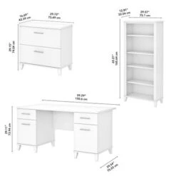 Somerset 60W Office Desk With Cabinet And 5 Shelf Bookcase - Ash Gray -Office Storage Sales 854d1f32 2c36 44e2 8e6c 77298aff86ed