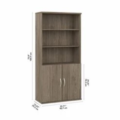 Hybrid Tall 5 Shelf Bookcase With Doors By Bush Business Furniture - Storm Gray -Office Storage Sales 8568dc04 c2ba 4e36 9b13 5dea4836091f