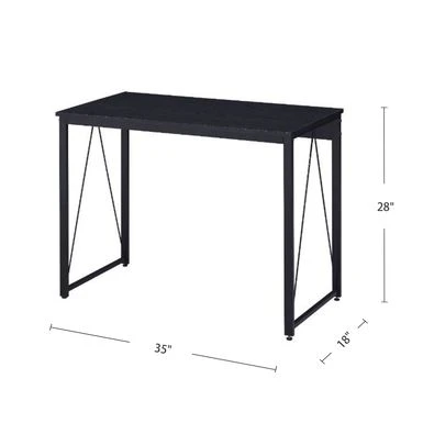 Wooden Top Writing Desk With Metal Frame - Black 13 Wooden Top Writing Desk With Metal Frame - Black - Image 13