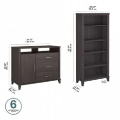 Somerset Office Storage Credenza With Bookcases By Bush Furniture - Platinum Gray -Office Storage Sales 8732294b b49e 4fb0 a740 ee35ef96fe5a