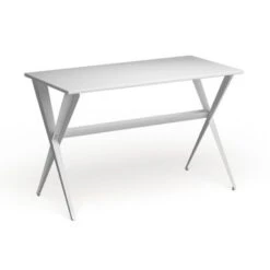 The Curated Nomad Tachevah Mid-century Modern White Desk - Painted - White