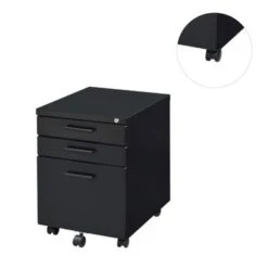 Wooden File Cabinet With 3 Drawers - Black -Office Storage Sales 879462dc 908f 4b58 add7 8b1fb4c25cf4