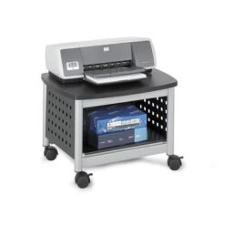 Small Under Desk Mobile Printer Storage Machine Stand - Wood Finish - Black