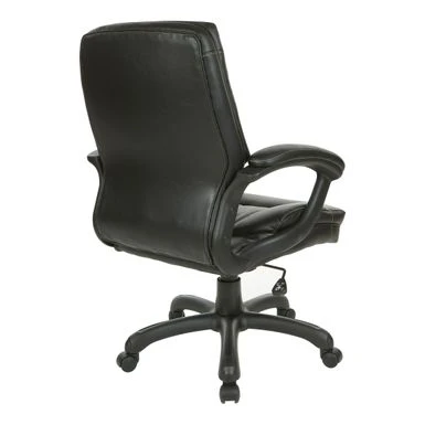 Executive Mid-Back Faux Leather Chair With Stitching - Black 5 Executive Mid-Back Faux Leather Chair With Stitching - Black - Image 5