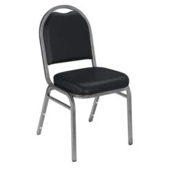 9200 Series Vinyl Stack Chair - 4 Pack - Black Vinyl On Silvervien Frames