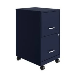 Space Solutions 18" 2 Drawer Mobile Smart Vertical File Cabinet, Navy - Blue - Letter