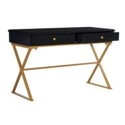 Aleta Campaignn Two Drawer Desk Black -Office Storage Sales 8c6904c1 9c8a 4606 bc4e dd344a044a18