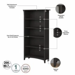 Salinas Tall 5-shelf Bookcase (Set Of 2) By Bush Furniture - Vintage Black -Office Storage Sales 8d49d35d 1592 4882 a428 6cb0baa48be1