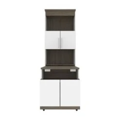 Orion 30W Tall Storage Cabinet With Doors And Fold-Out Desk By Bestar - Bark Grey/Graphite -Office Storage Sales 8d68faba b858 4225 80e6 f53bb75c7a78