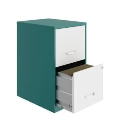 Space Solutions 18in. 2 Drawer Metal File Cabinet, Teal - Teal / Alpine White - Letter -Office Storage Sales 8e8e73bf 7a48 428d 8898 5a8b571e05c4