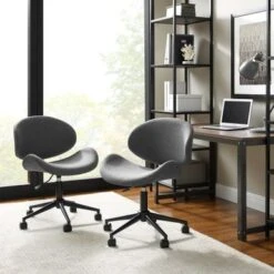 Madonna Mid-century Adjustable Office Chair By Corvus - Black - Walnut Finish -Office Storage Sales 900c7565 0ee3 496a 9faf 075000da87e7