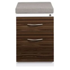 Hirsh 20-inch Deep Mobile Pedestal File 2-Drawer Box/File With Laminate Drawer Fronts And Seat Cushion, White/Chinchilla/Walnut - White - Letter