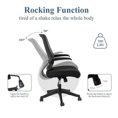 Mid-mesh Task Chair With Flip Up Arms And Tilt Function MAX 105 - Black 12 Mid-mesh Task Chair With Flip Up Arms And Tilt Function MAX 105 - Black - Image 12