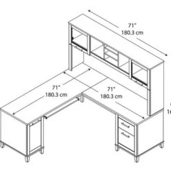 Somerset 71W L Shaped Desk With Hutch - Mocha Cherry -Office Storage Sales 936561bf 0607 4f3e b088 ed2289926797