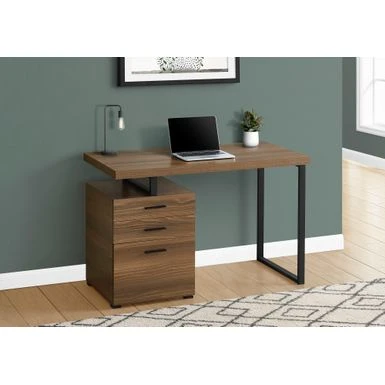 Computer Desk/ Home Office/ Laptop/ Left/ Right Set-up/ Storage Drawers/ 48"L/ Work/ Metal/ Laminate/ Walnut/ Black/ Contemporary/ Modern 1 Computer Desk/ Home Office/ Laptop/ Left/ Right Set-up/ Storage Drawers/ 48"L/ Work/ Metal/ Laminate/ Walnut/ Black/ Contemporary/ Modern