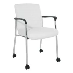 Guest Chair In Faux Leather With Carpet Casters - Black -Office Storage Sales 95488f4c 015a 48cd 896b 0ce118b700f3