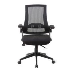 Boss Black Mesh Flip Arm Chair - Black