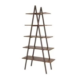 Glitzhome Casual 3-5 Tier Etagere Storage Bookcase Ladder Bookshelf - Walnut-5.4FT-A Shape -Office Storage Sales 9661c404 3bce 4363 825c bb98bdc7d804