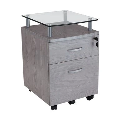 Porch & Den Capilano Glass Top Rolling File Cabinet - Graphite 4 Porch & Den Capilano Glass Top Rolling File Cabinet - Graphite - Image 4