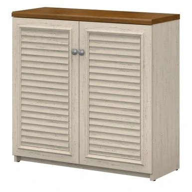 Fairview Storage Cabinet With Doors And Shelves By Bush Furniture - 31.73"L X 12.76"W X 30.71"H - Cape Cod Gray 3 Fairview Storage Cabinet With Doors And Shelves By Bush Furniture - 31.73"L X 12.76"W X 30.71"H - Cape Cod Gray - Image 3
