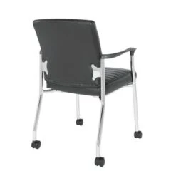 Guest Chair In Faux Leather With Carpet Casters - Black -Office Storage Sales 97f31ea2 b380 44d1 816c 4c54bd00d202