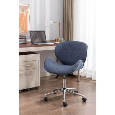 Porthos Home Rudi Office Chair, PU Or Fabric Or Velvet Upholstery, Chrome Legs - Blue Fabric 6 Porthos Home Rudi Office Chair, PU Or Fabric Or Velvet Upholstery, Chrome Legs - Blue Fabric - Image 6