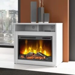 400 Series 32W Electric Fireplace By Bush Business Furniture - White