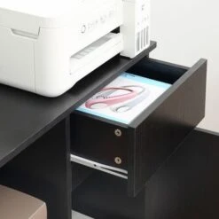 HOMCOM Filing Cabinet/Printer Stand With Open Storage Shelves, For Home Or Office Use, Including An Easy Drawer - Black -Office Storage Sales 98851fea 6e0e 4f06 be4a 3955f5e7a89f