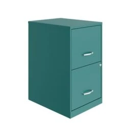 Space Solutions 18in. 2 Drawer Metal File Cabinet, Teal - Green - Letter