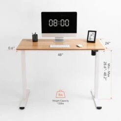 FlexiSpot 48"x24" Whole Piece Desktop Home Office Standing Desk Height Adjustabel Desk Computer Desk - White -Office Storage Sales 9c42724a 4890 4f22 9a01 eae553e4684f