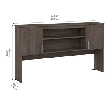Ridgeley 65W Hutch With Doors By Bestar - Medium Gray Maple 20 Ridgeley 65W Hutch With Doors By Bestar - Medium Gray Maple - Image 20