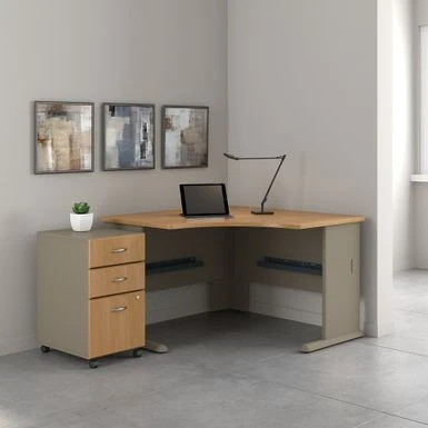 Bush Business Series A 48W Corner Desk With Mobile File Cabinet In Oak - Slate/White Spectrum 19 Bush Business Series A 48W Corner Desk With Mobile File Cabinet In Oak - Slate/White Spectrum - Image 19