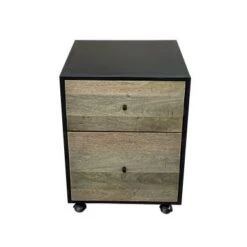 Mason Steel & Mango Wood 2-Drawer File Cabinet - Brown - Letter -Office Storage Sales 9db50719 4414 4533 af63 43f25e1a6e47