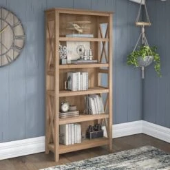 Key West 5 Shelf Bookcase By Bush Furniture - Pure White -Office Storage Sales 9dc923e1 faf2 4568 96a5 1c94dd5ff401