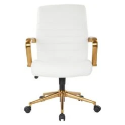 Ave Six Baldwin Mid-Back Faux Leather Chair With Gold Finish Arms And Base - CREAM -Office Storage Sales 9ec5b4e7 029d 497f 92e6 1e198fc3105e
