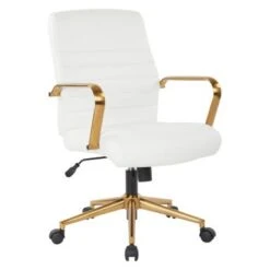 Ave Six Baldwin Mid-Back Faux Leather Chair With Gold Finish Arms And Base - CREAM -Office Storage Sales 9fa690b8 86e9 462d ac60 047686f4ab3f