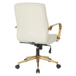 Ave Six Baldwin Mid-Back Faux Leather Chair With Gold Finish Arms And Base - Saddle -Office Storage Sales a164bb9a 1139 443a a215 587d0ed06f5e